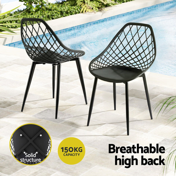 Gardeon 4PC Outdoor Dining Chairs PP Lounge Chair Patio Garden Furniture Black Awezingly