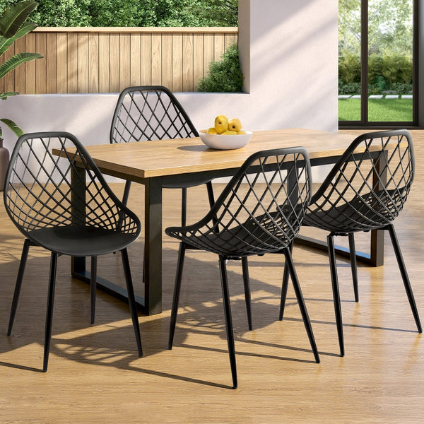 Gardeon 4PC Outdoor Dining Chairs PP Lounge Chair Patio Garden Furniture Black Awezingly