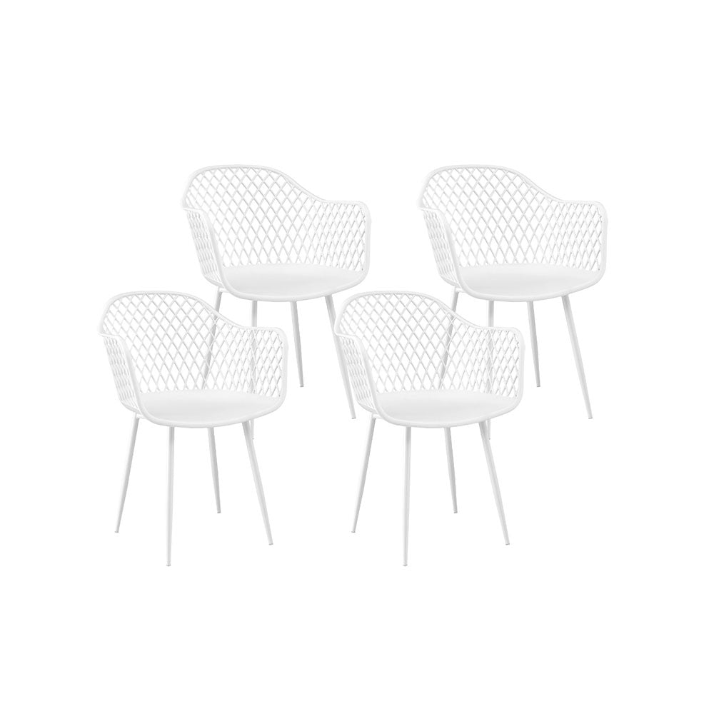 Gardeon 4PC Outdoor Dining Chairs PP Lounge Chair Patio Furniture Garden White Gardeon