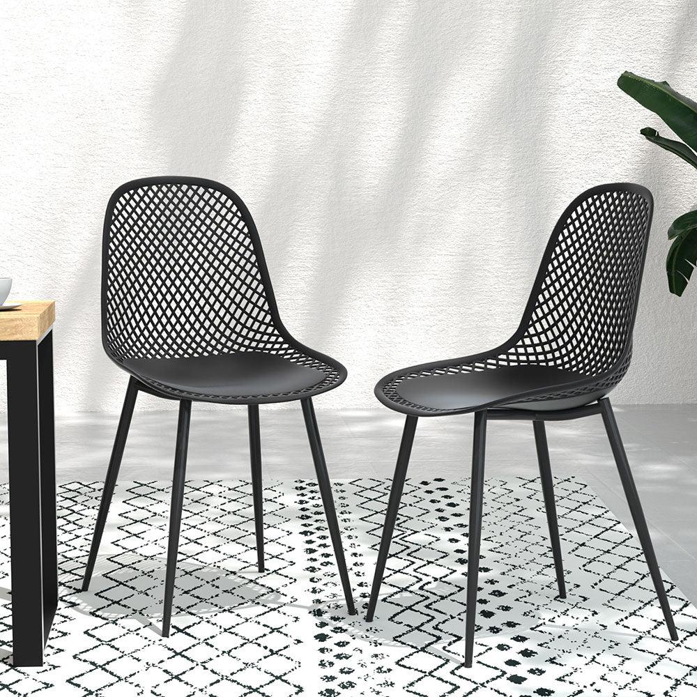 Gardeon 4PC Outdoor Dining Chairs PP Lounge Chair Patio Garden Furniture Black Gardeon