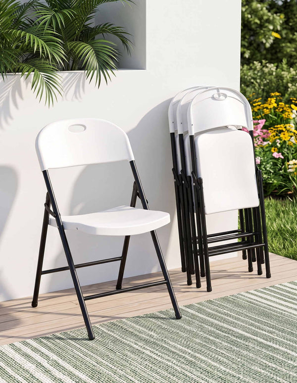 Gardeon 4PC Outdoor Dining Chairs PP Folding Chair Patio Garden Furniture White Awezingly