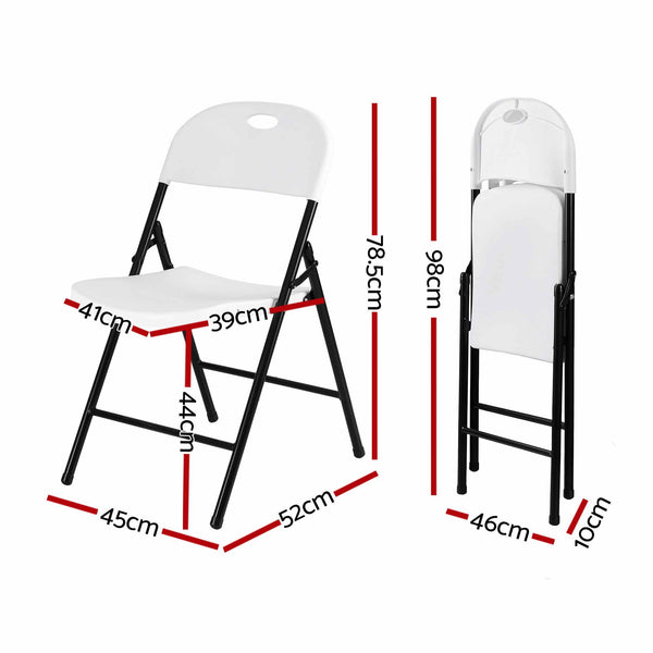 Gardeon 4PC Outdoor Dining Chairs PP Folding Chair Patio Garden Furniture White Awezingly