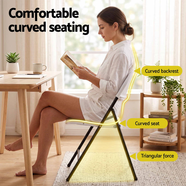 Gardeon 4PC Outdoor Dining Chairs PP Folding Chair Patio Garden Furniture White Awezingly