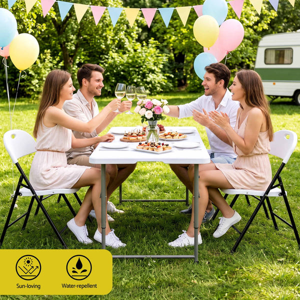Gardeon 4PC Outdoor Dining Chairs PP Folding Chair Patio Garden Furniture White Awezingly
