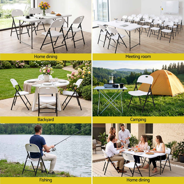 Gardeon 4PC Outdoor Dining Chairs PP Folding Chair Patio Garden Furniture White Awezingly
