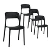Gardeon 4PC Outdoor Dining Chairs Stackable PP Patio Chair Garden Furniture Black