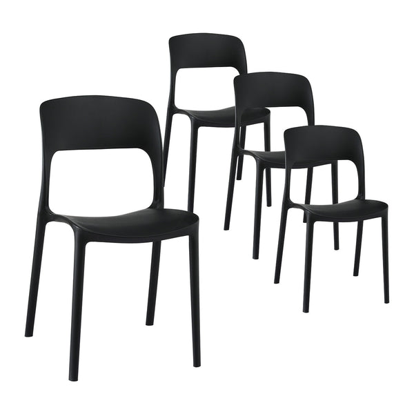 Gardeon 4PC Outdoor Dining Chairs Stackable PP Patio Chair Garden Furniture Black Awezingly