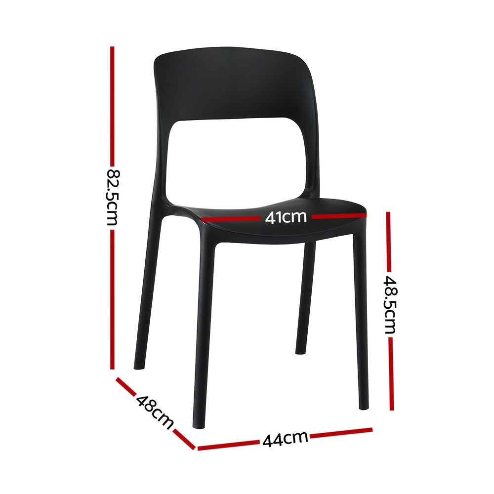 Gardeon 4PC Outdoor Dining Chairs Stackable PP Patio Chair Garden Furniture Black Awezingly