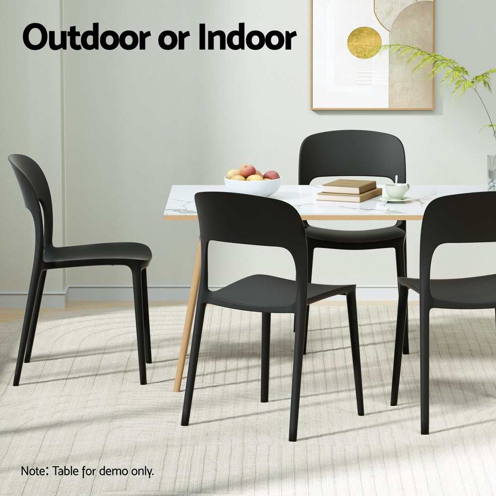 Gardeon 4PC Outdoor Dining Chairs Stackable PP Patio Chair Garden Furniture Black Awezingly