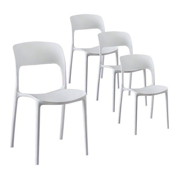 Gardeon 4PC Outdoor Dining Chairs Stackable PP Patio Chair Garden Furniture White Awezingly