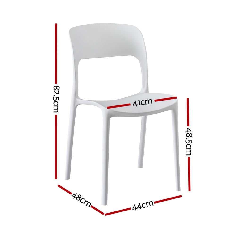 Gardeon 4PC Outdoor Dining Chairs Stackable PP Patio Chair Garden Furniture White Awezingly