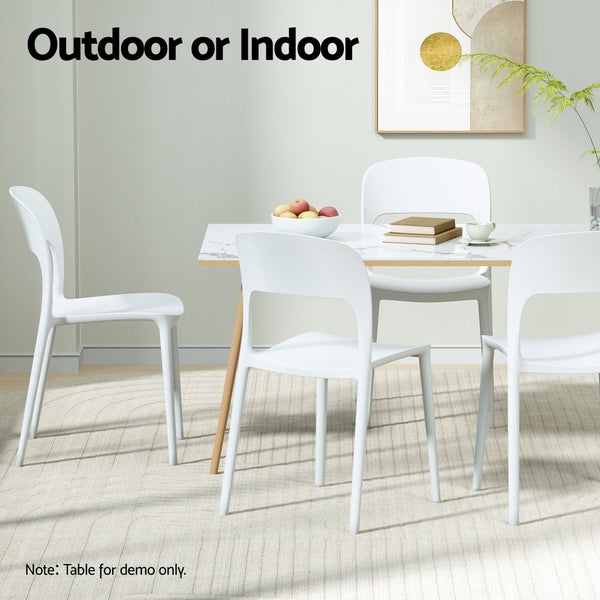 Gardeon 4PC Outdoor Dining Chairs Stackable PP Patio Chair Garden Furniture White Awezingly