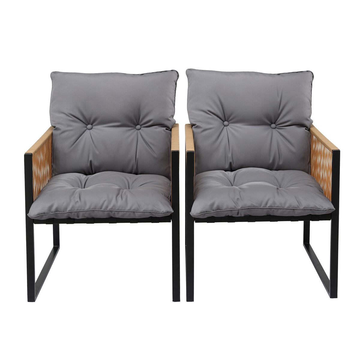 Gardeon 2PC Outdoor Dining Chair Wicker Patio Armchair Cushion Garden Furniture Awezingly