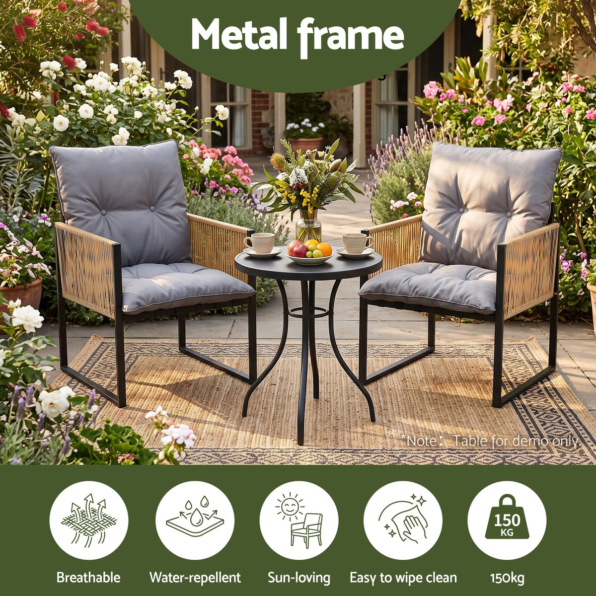 Gardeon 2PC Outdoor Dining Chair Wicker Patio Armchair Cushion Garden Furniture Awezingly