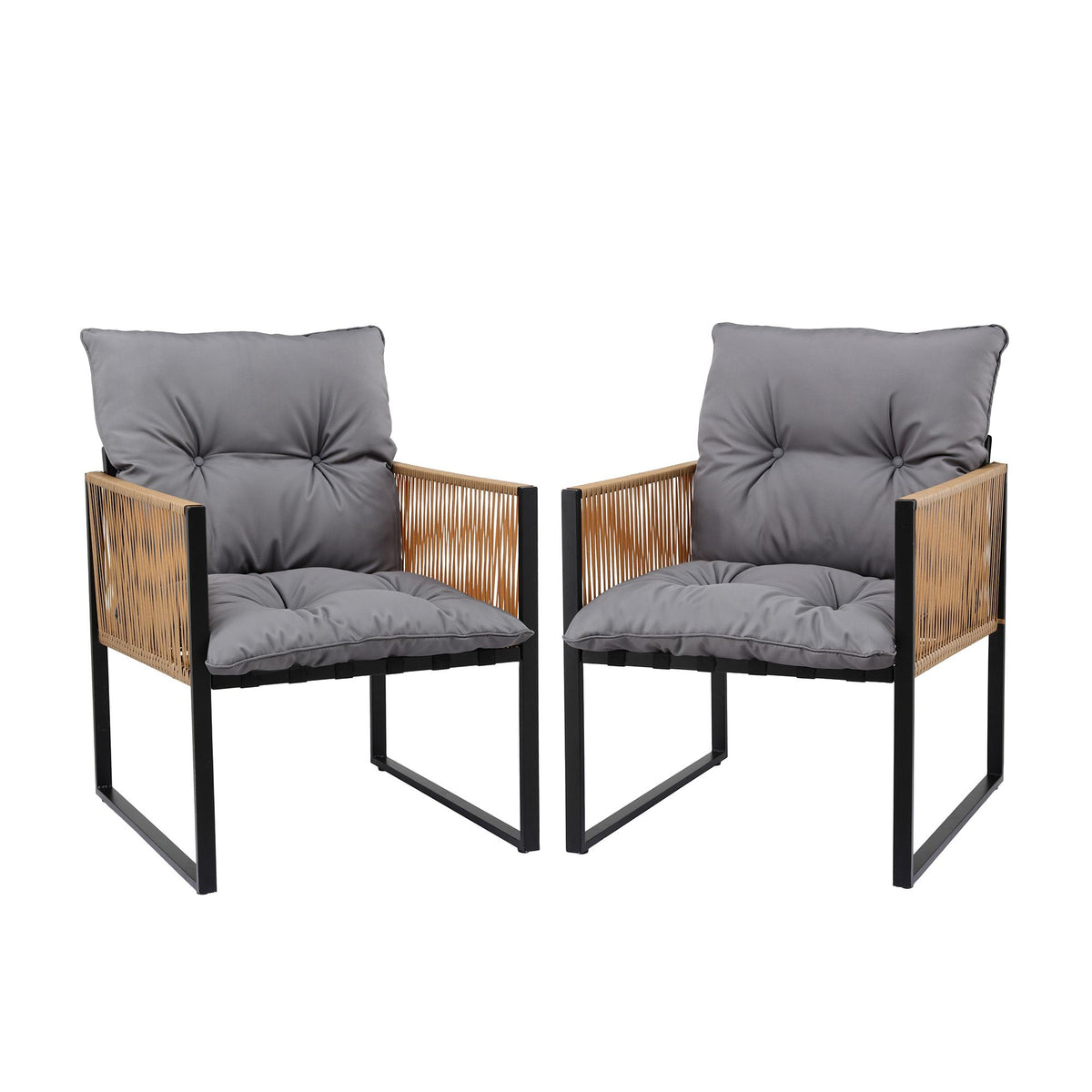 Gardeon 2PC Outdoor Dining Chair Wicker Patio Armchair Cushion Garden Furniture Awezingly