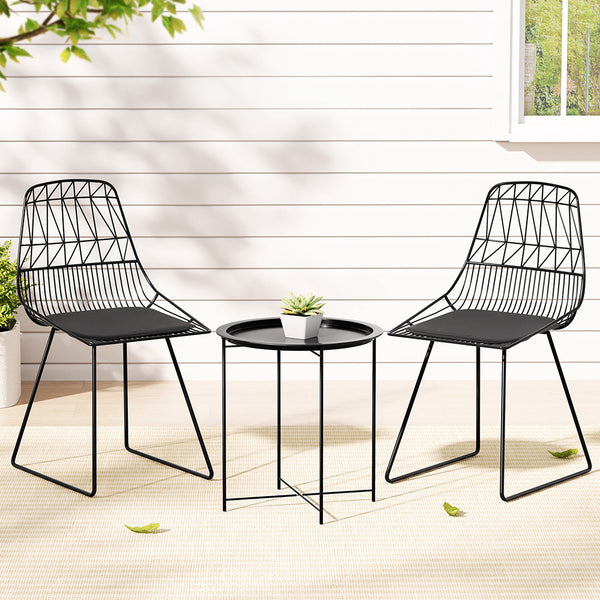 Gardeon 3PC Outdoor Bistro Set Patio Furniture Lounge Chairs Table Garden Gardeon