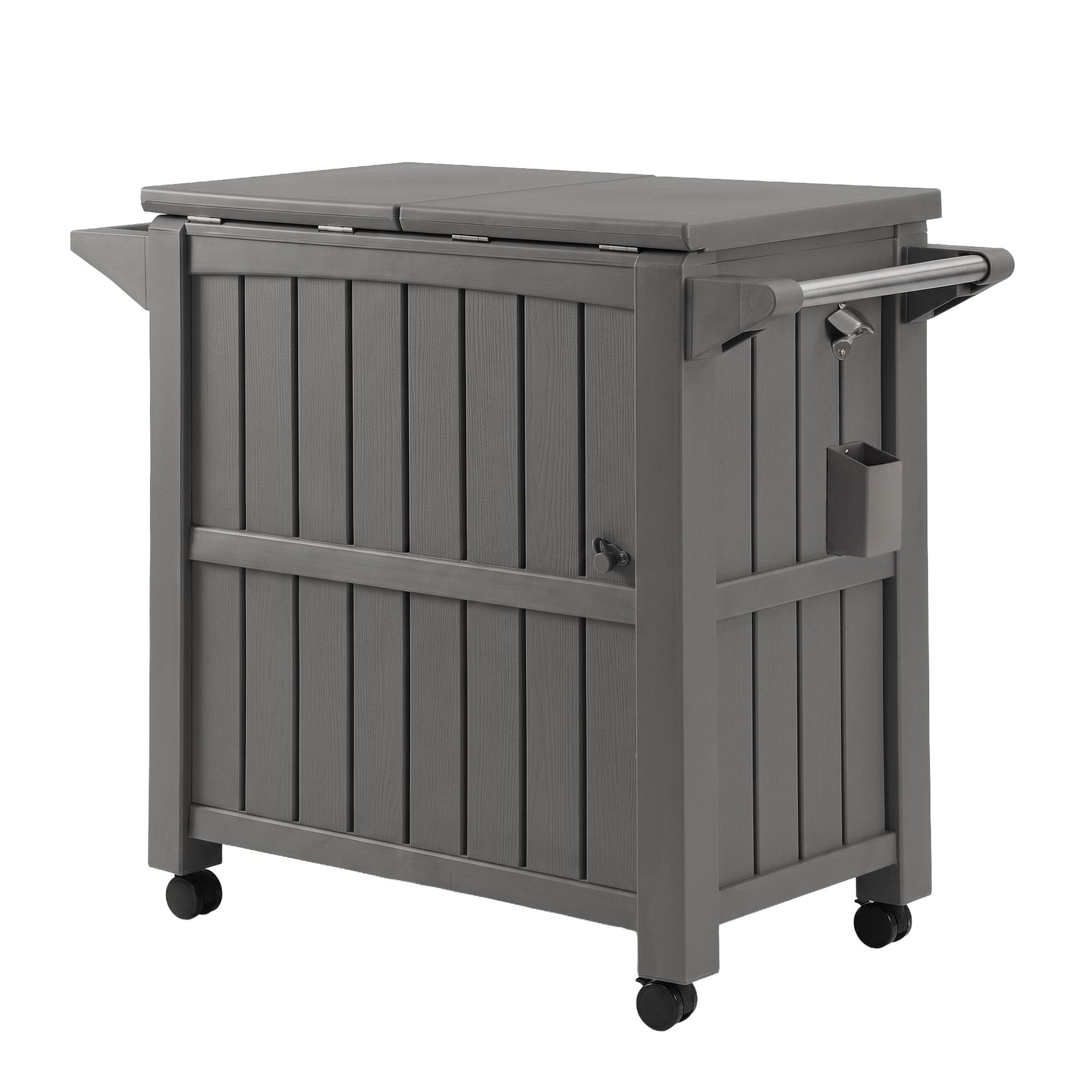 Gardeon Outdoor Storage Cabinet Box 80L Ice Bucket Cooler Rolling Serving Cart Kitchen Trolley Brown Awezingly