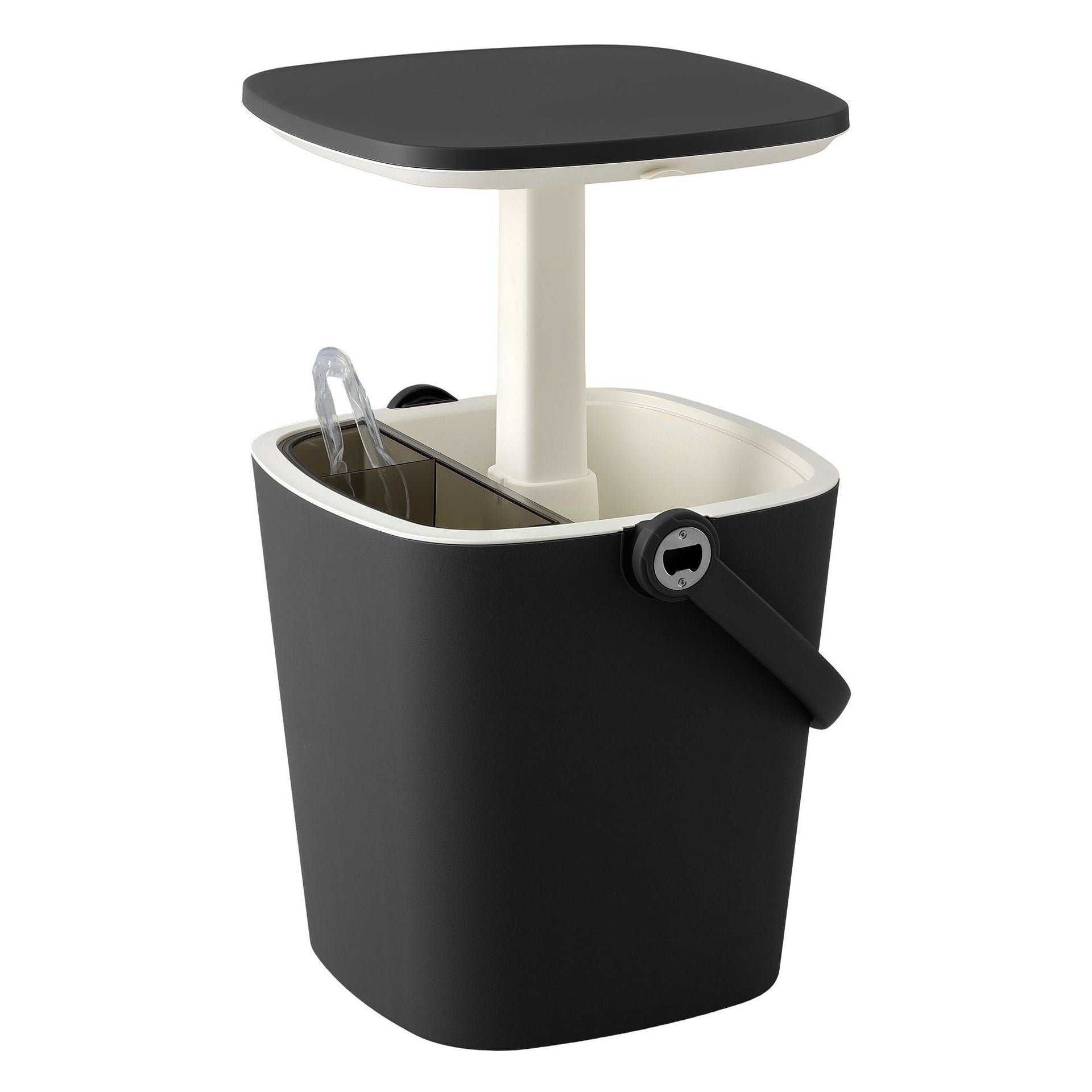 Gardeon 2-in-1 Outdoor Bar Table Portable Wine Cooler 15L Ice Bucket Tong Black Awezingly