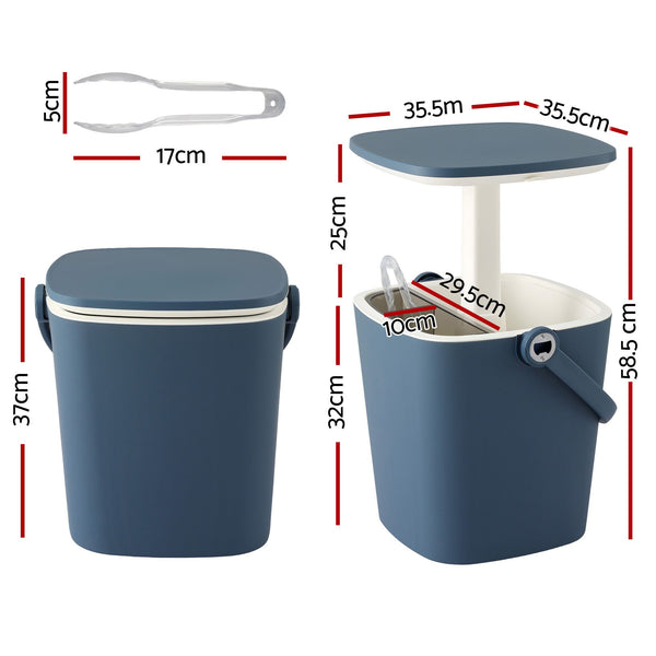 Gardeon 2-in-1 Outdoor Bar Table Portable Ice Bucket Cooler 15L Tong Blue Awezingly