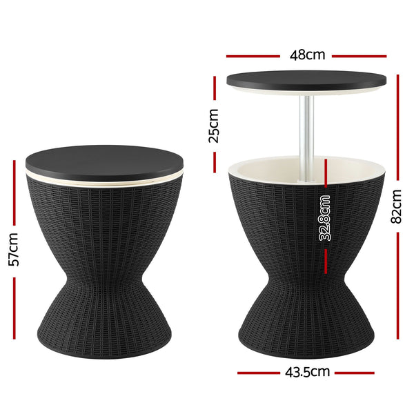 Gardeon Outdoor Bar Table Portable Ice Bucket Cooler 30L Adjustable Top Black Awezingly