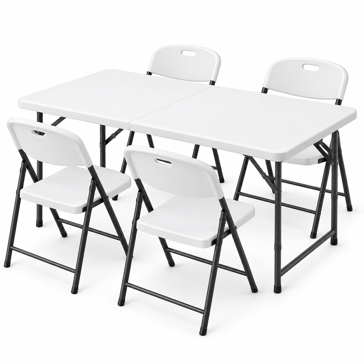 Gardeon 5PCS Outdoor Dining Set 120CM Folding Table and Chairs Patio Furniture White Awezingly
