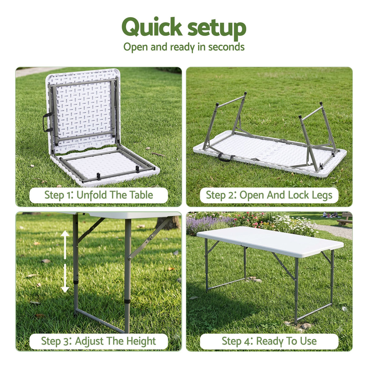 Gardeon 5PCS Outdoor Dining Set 120CM Folding Table and Chairs Patio Furniture White Awezingly