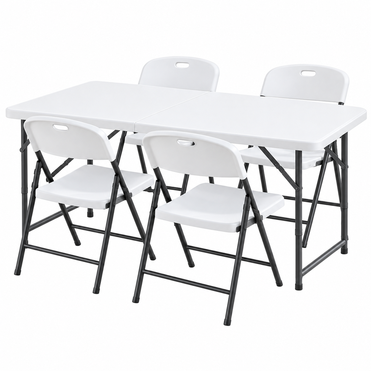 Gardeon 5PCS Outdoor Dining Set 120CM Folding Table and Chairs Patio Furniture White Awezingly