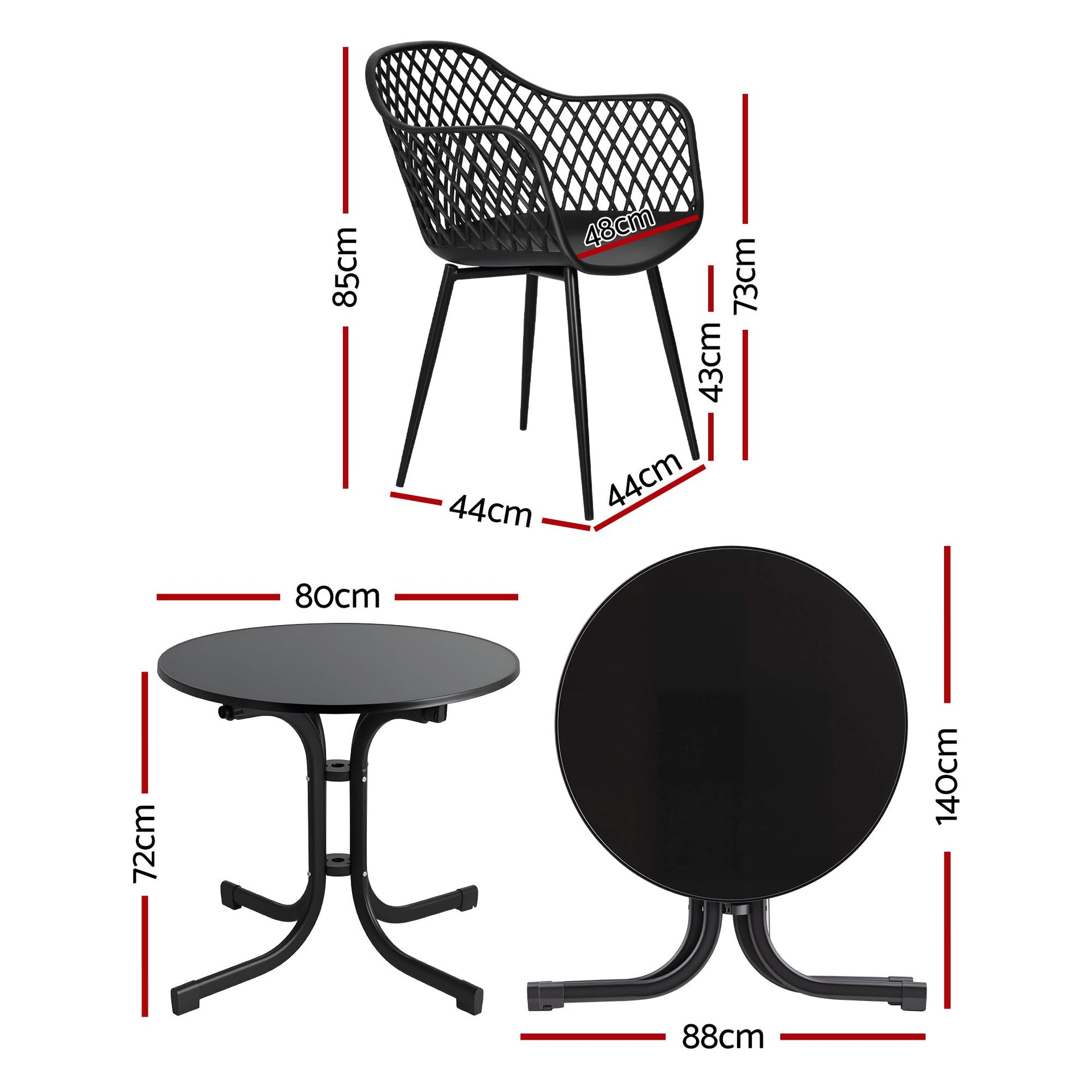 Gardeon 5PCS Outdoor Dining Set Table and Chairs Patio Furniture Garden Diamond Black Awezingly