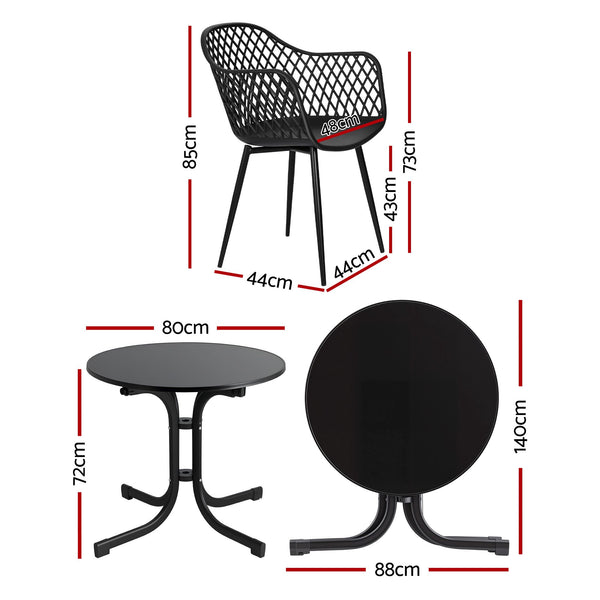 Gardeon 5PCS Outdoor Dining Set Table and Chairs Patio Furniture Garden Diamond Black Awezingly