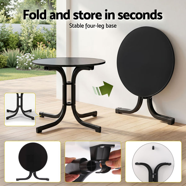 Gardeon 5PCS Outdoor Dining Set Table and Chairs Patio Furniture Garden Diamond Black Awezingly