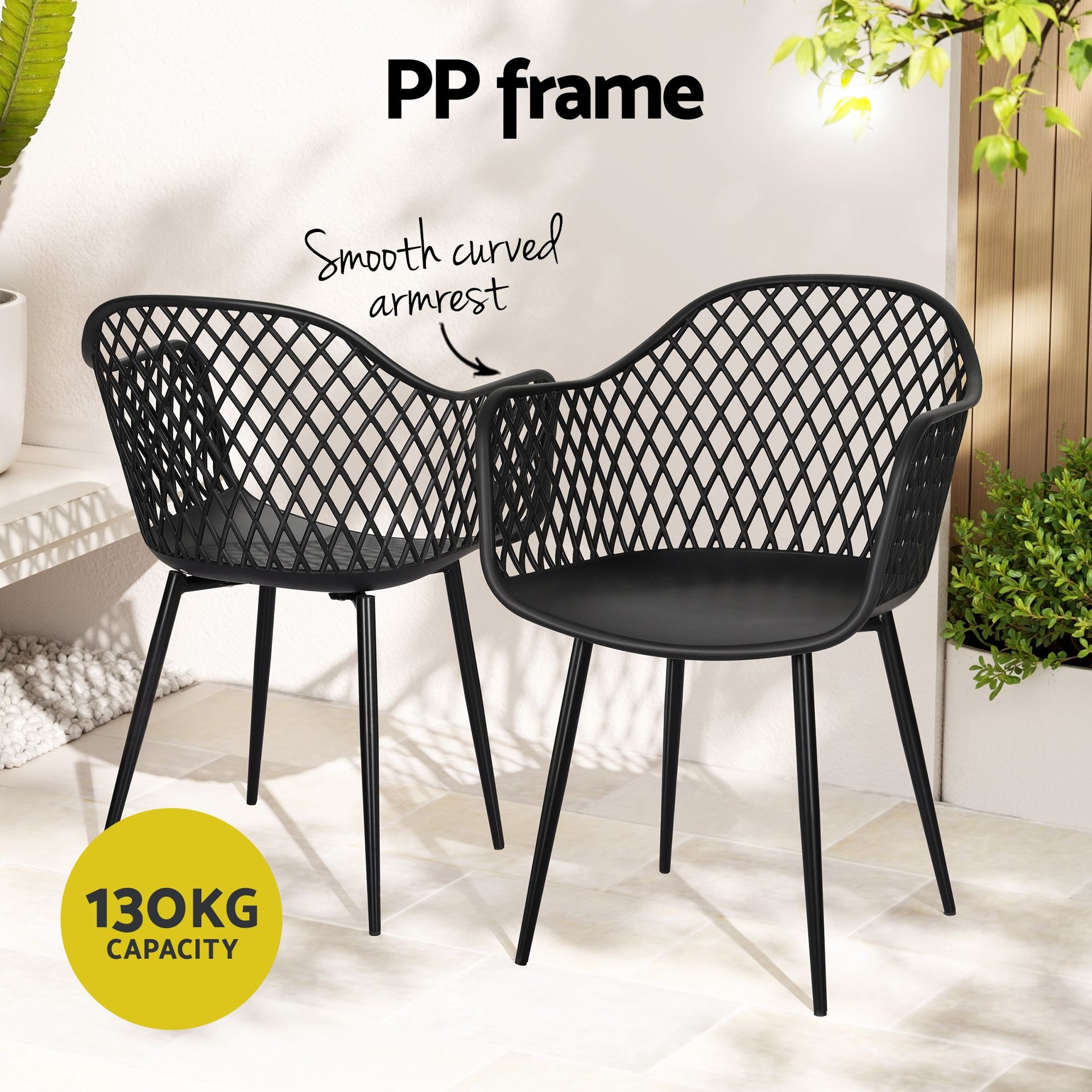 Gardeon 5PCS Outdoor Dining Set Table and Chairs Patio Furniture Garden Diamond Black Awezingly