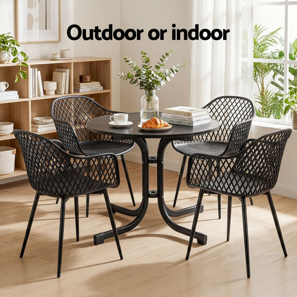 Gardeon 5PCS Outdoor Dining Set Table and Chairs Patio Furniture Garden Diamond Black Awezingly