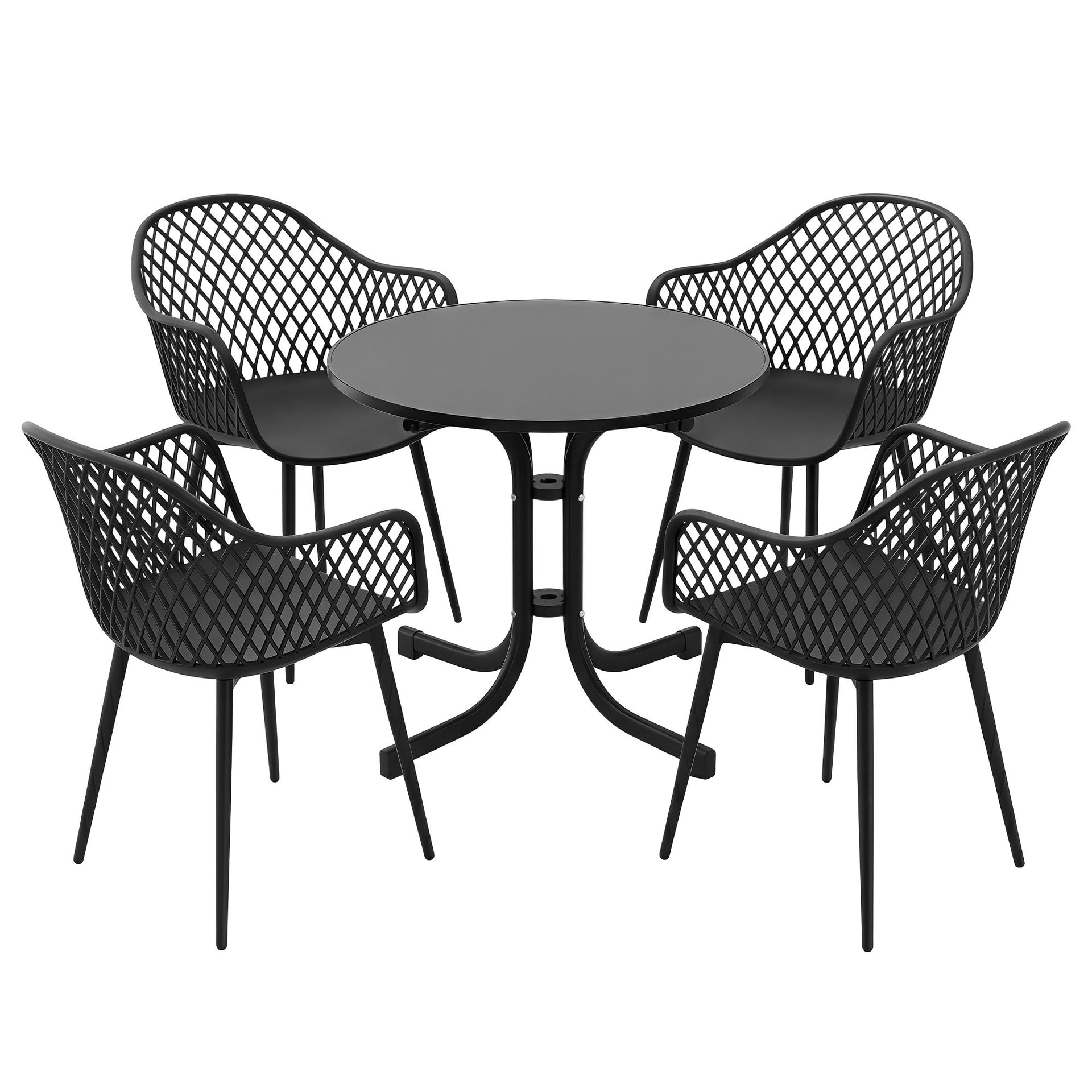 Gardeon 5PCS Outdoor Dining Set Table and Chairs Patio Furniture Garden Diamond Black Awezingly