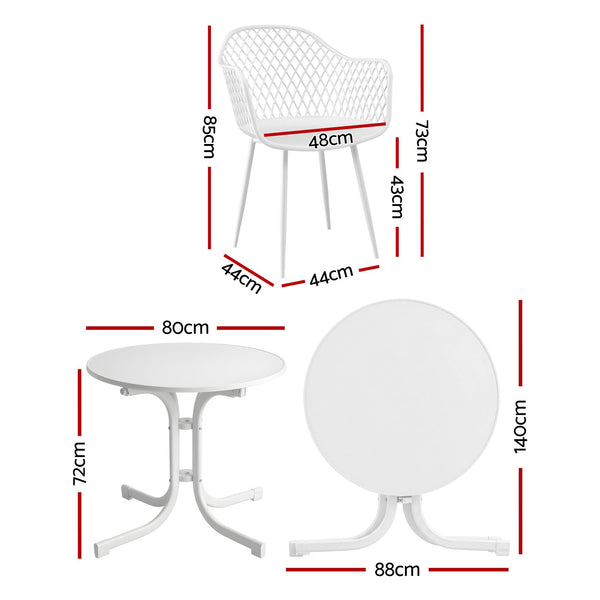 Gardeon 5PCS Outdoor Dining Set Table and Chairs Patio Furniture Garden Diamond White Awezingly