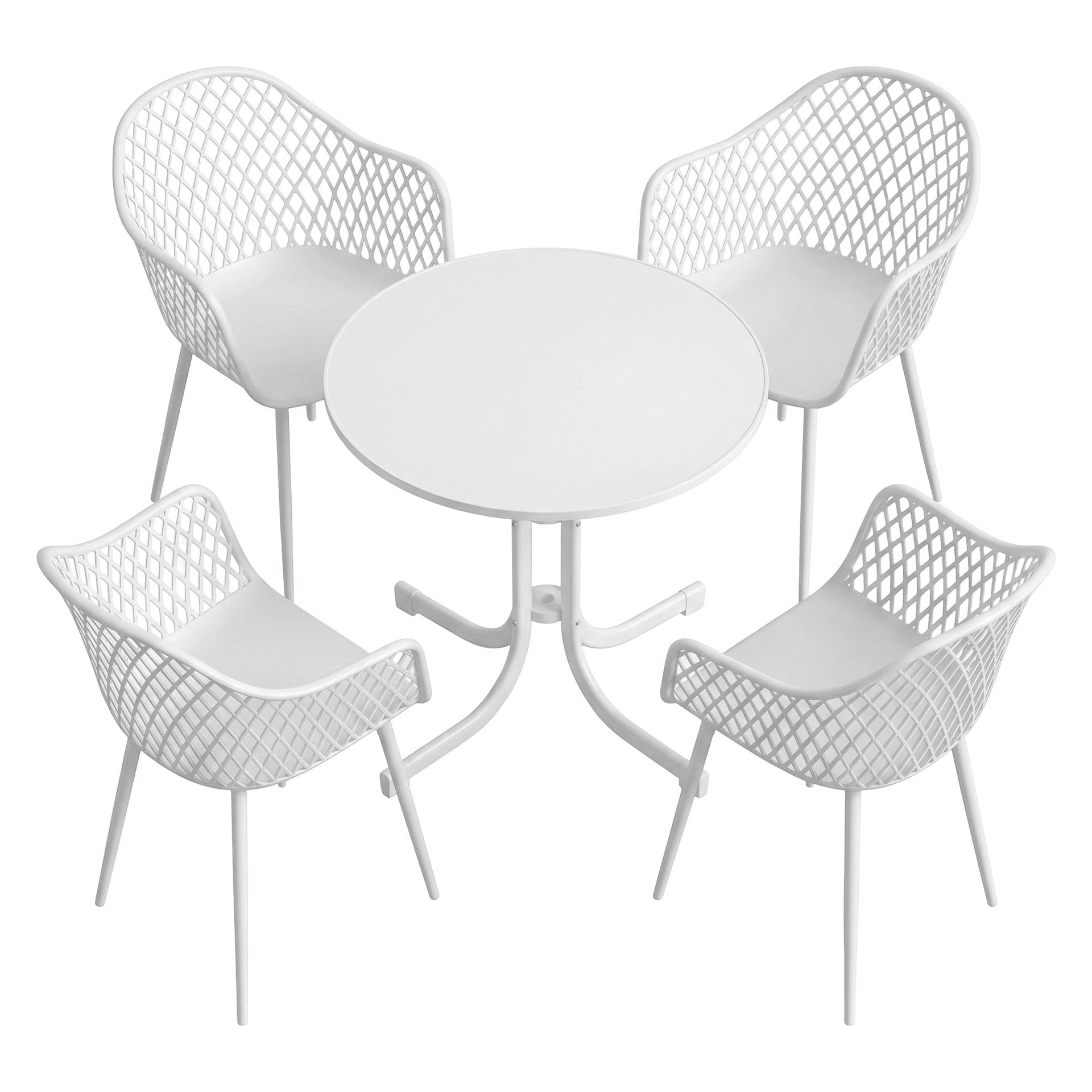 Gardeon 5PCS Outdoor Dining Set Table and Chairs Patio Furniture Garden Diamond White Awezingly
