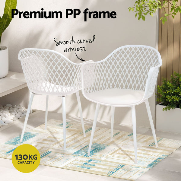 Gardeon 5PCS Outdoor Dining Set Table and Chairs Patio Furniture Garden Diamond White Awezingly