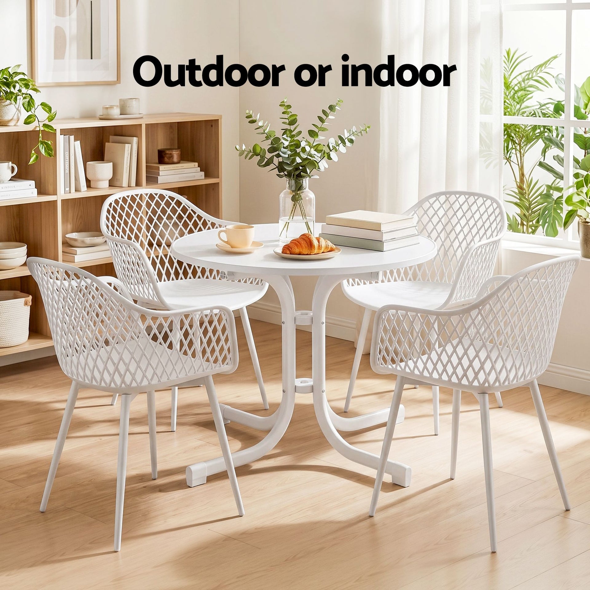 Gardeon 5PCS Outdoor Dining Set Table and Chairs Patio Furniture Garden Diamond White Awezingly