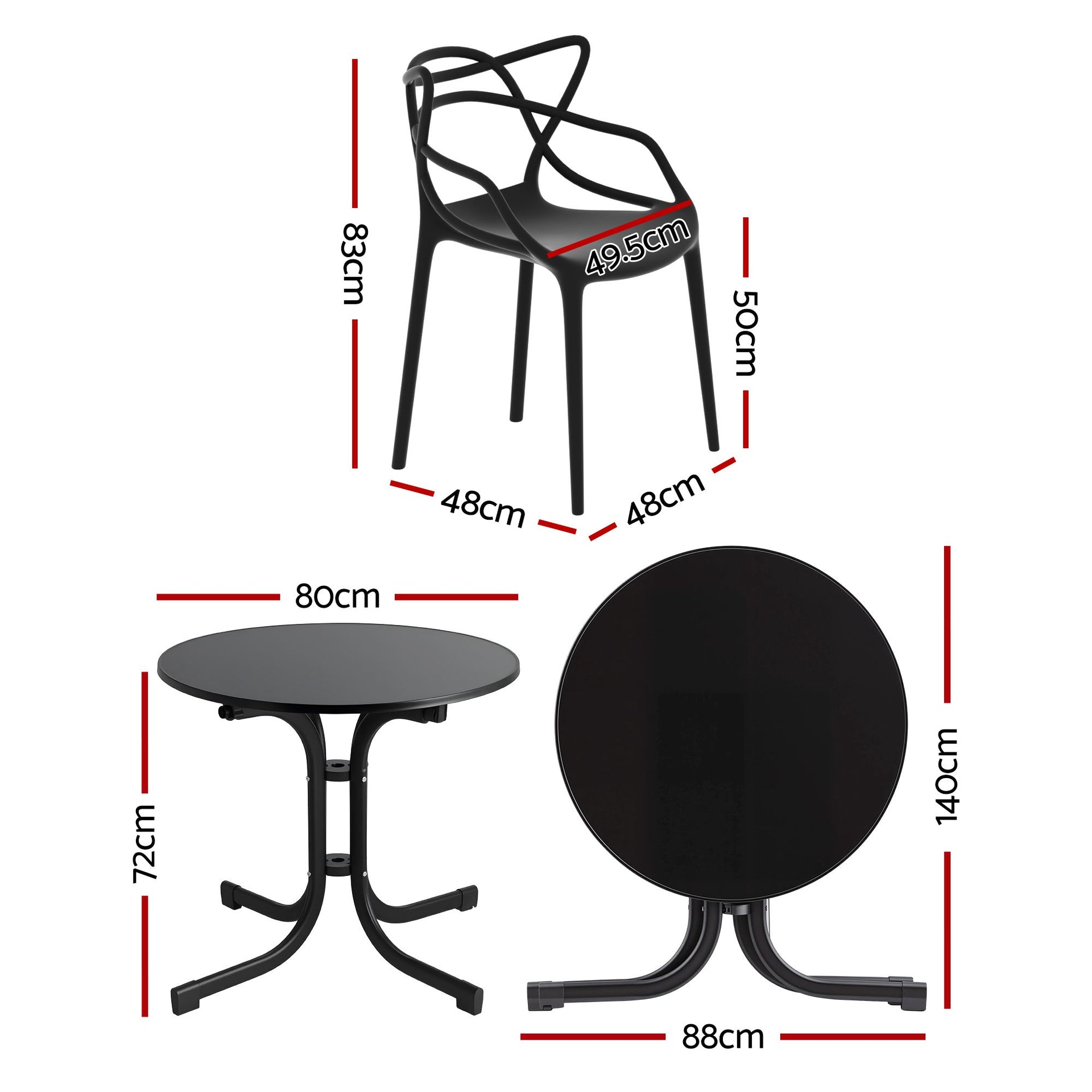Gardeon 5PCS Outdoor Dining Set Table and Chairs Garden Patio Furniture Entwine Black Awezingly