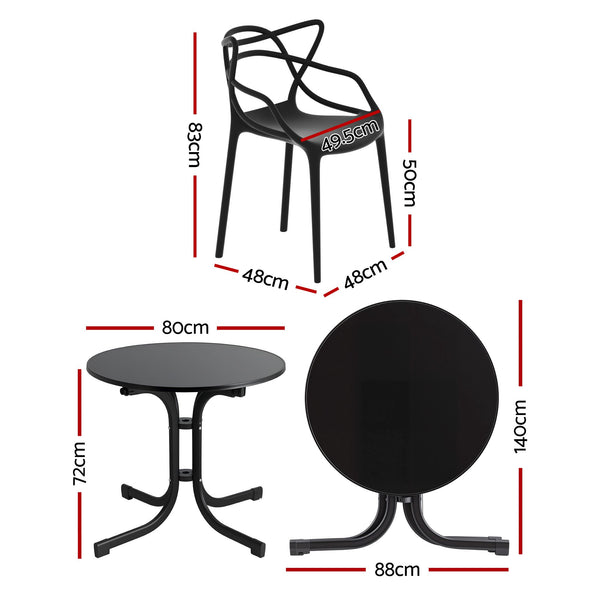 Gardeon 5PCS Outdoor Dining Set Table and Chairs Garden Patio Furniture Entwine Black Awezingly