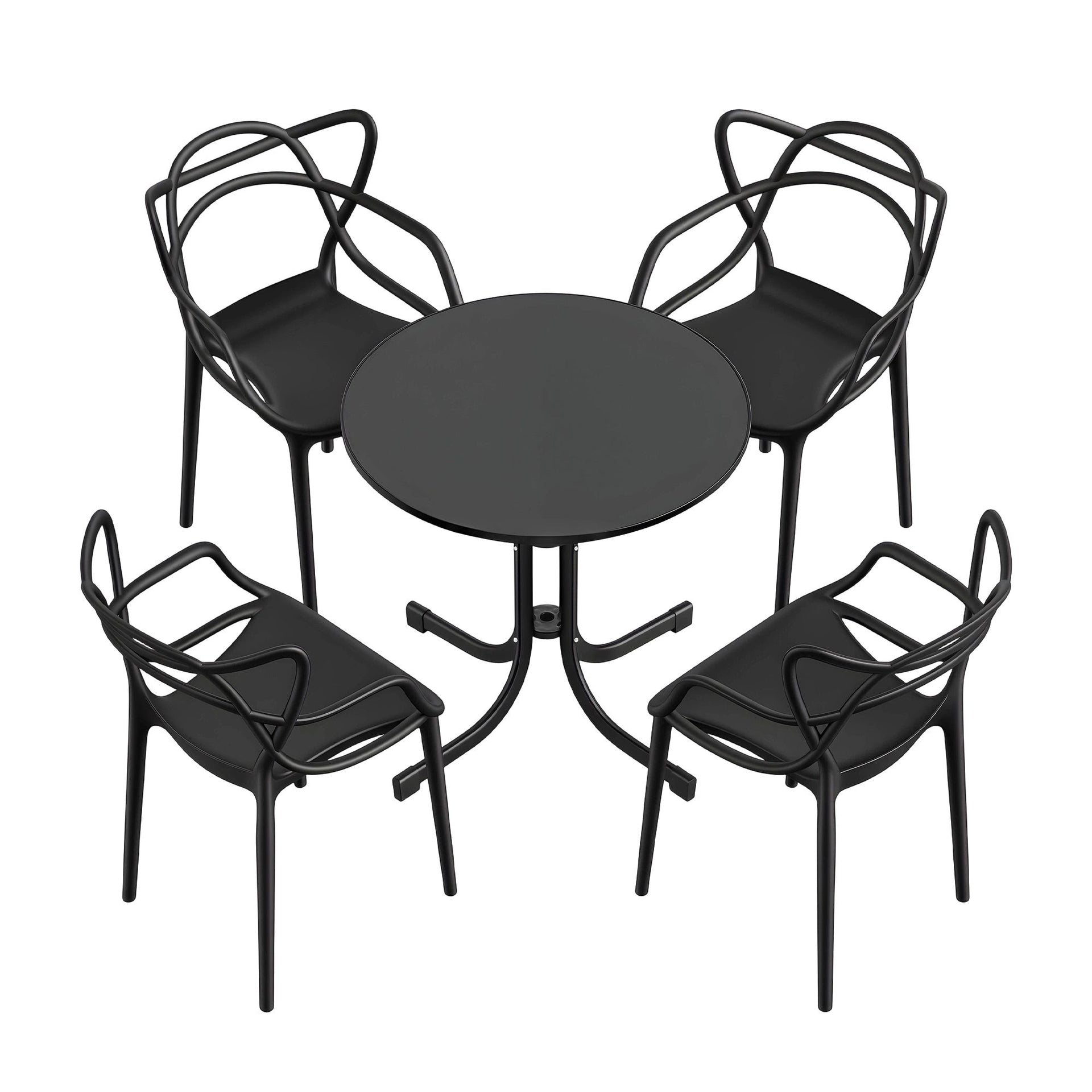 Gardeon 5PCS Outdoor Dining Set Table and Chairs Garden Patio Furniture Entwine Black Awezingly