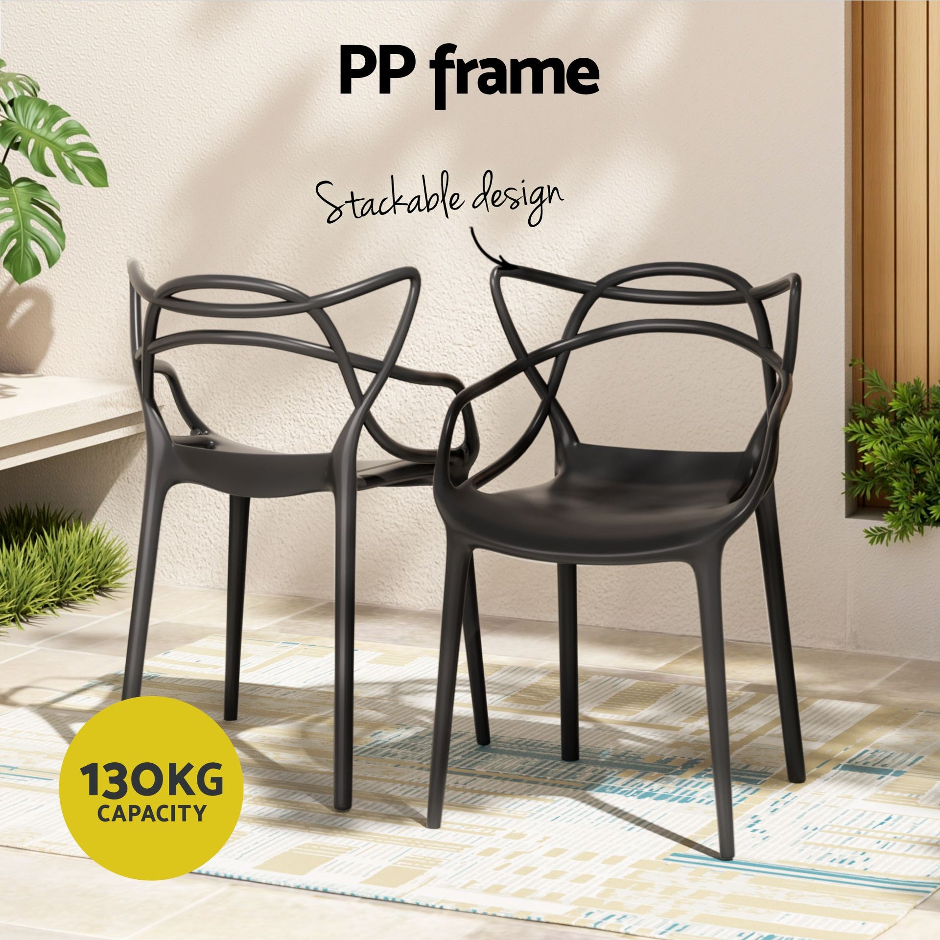 Gardeon 5PCS Outdoor Dining Set Table and Chairs Garden Patio Furniture Entwine Black Awezingly