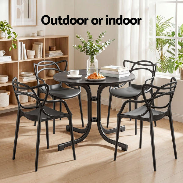 Gardeon 5PCS Outdoor Dining Set Table and Chairs Garden Patio Furniture Entwine Black Awezingly