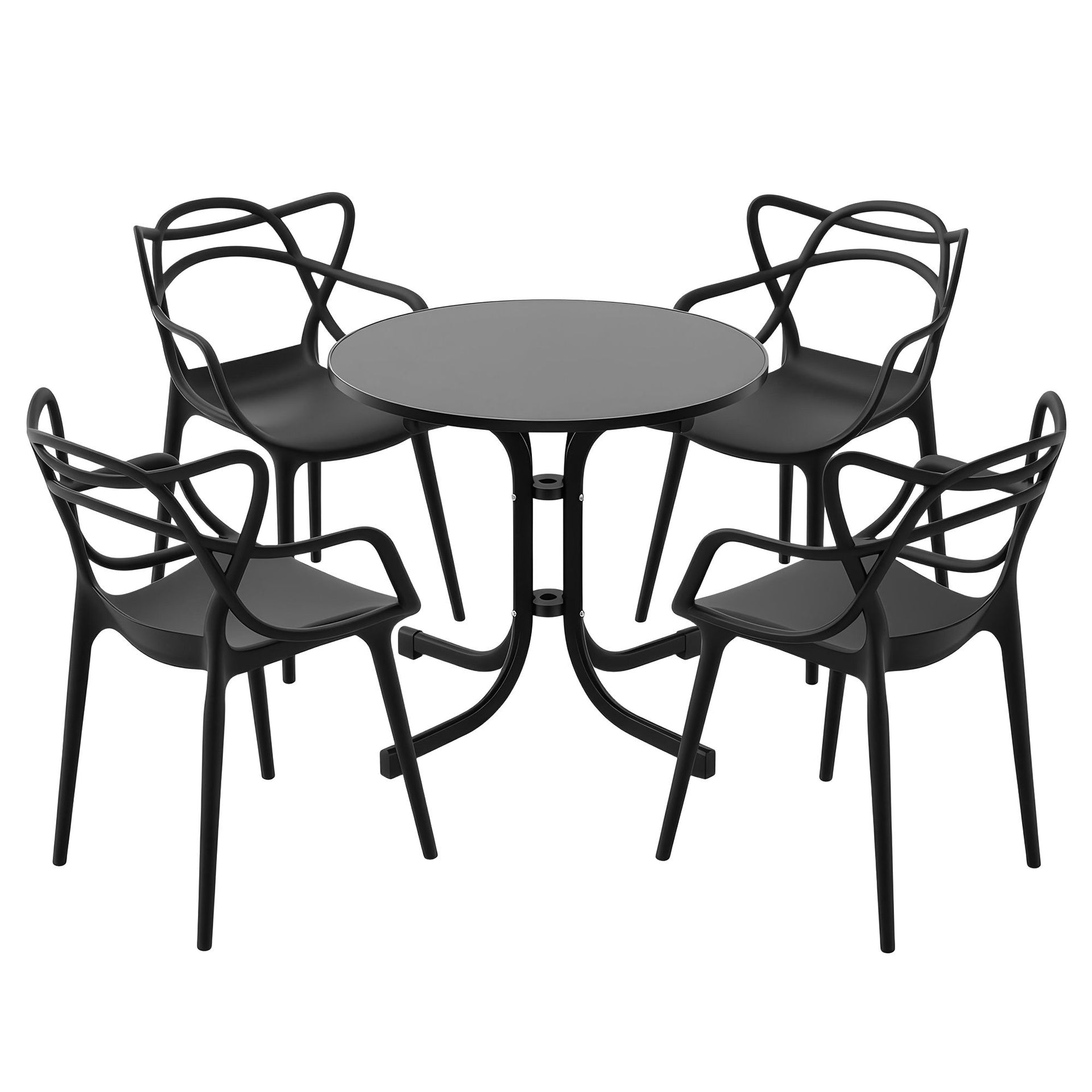 Gardeon 5PCS Outdoor Dining Set Table and Chairs Garden Patio Furniture Entwine Black Awezingly