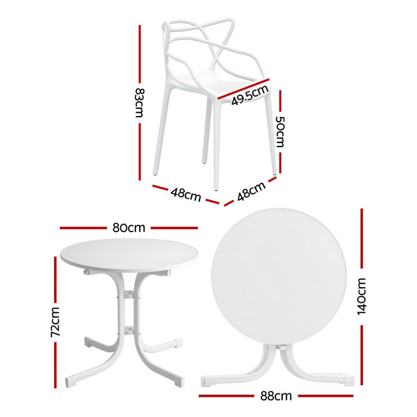 Gardeon 5PCS Outdoor Dining Set Table and Chairs Garden Patio Furniture Entwine White Awezingly