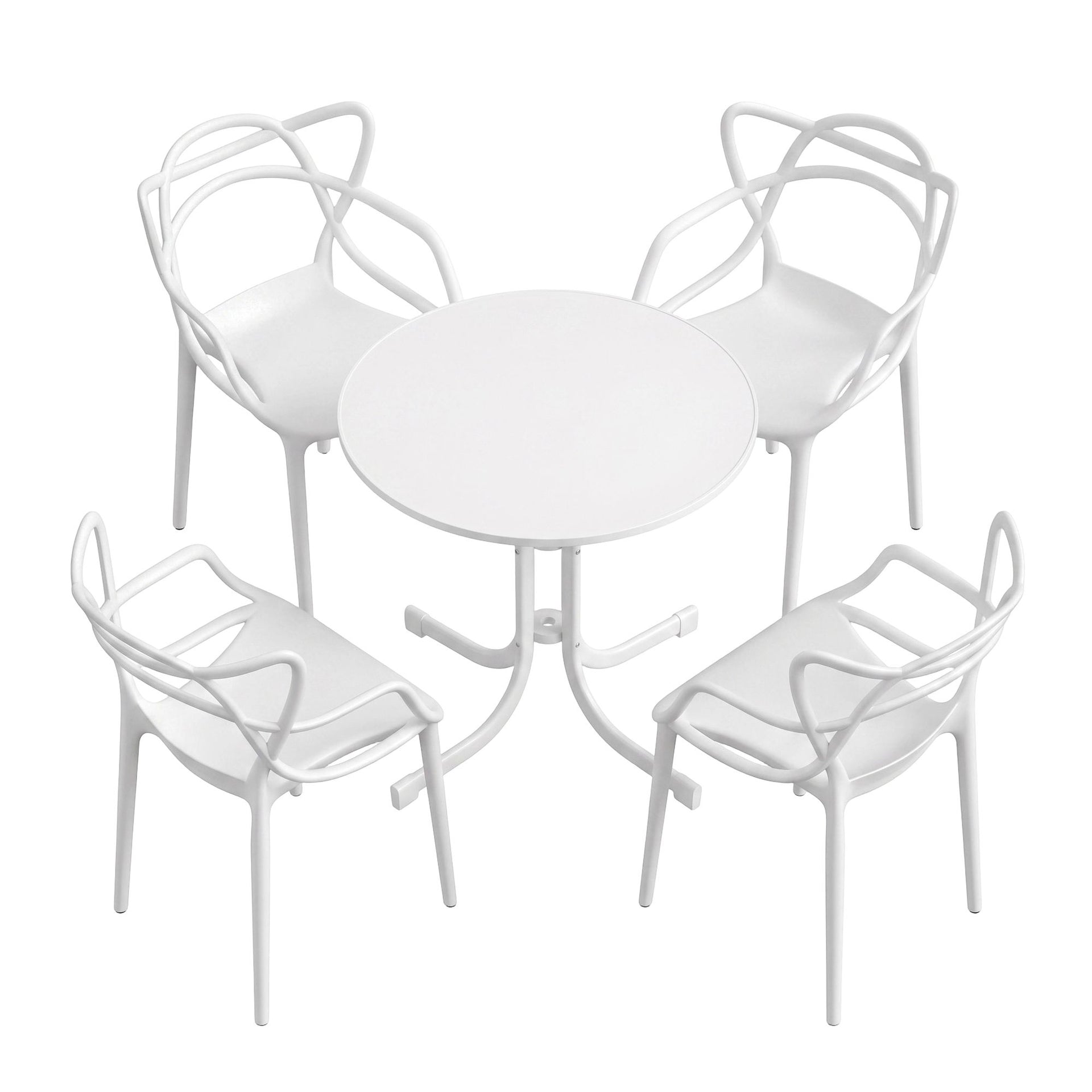 Gardeon 5PCS Outdoor Dining Set Table and Chairs Garden Patio Furniture Entwine White Awezingly