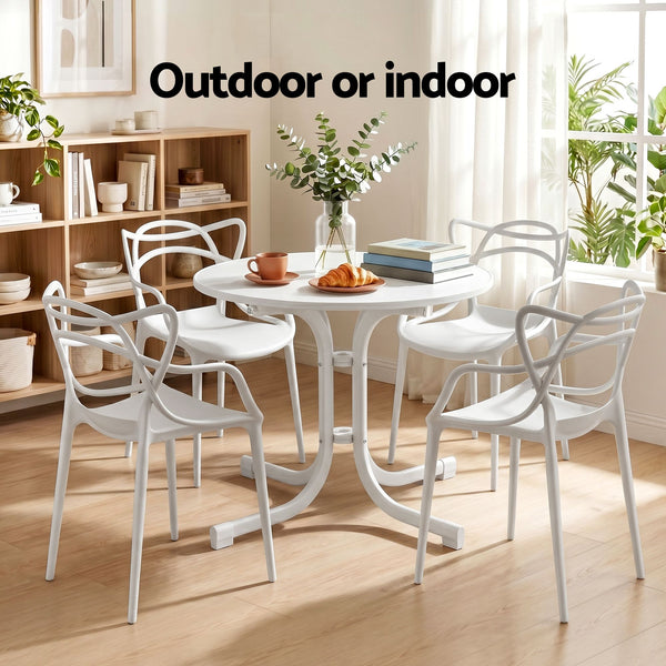 Gardeon 5PCS Outdoor Dining Set Table and Chairs Garden Patio Furniture Entwine White Awezingly