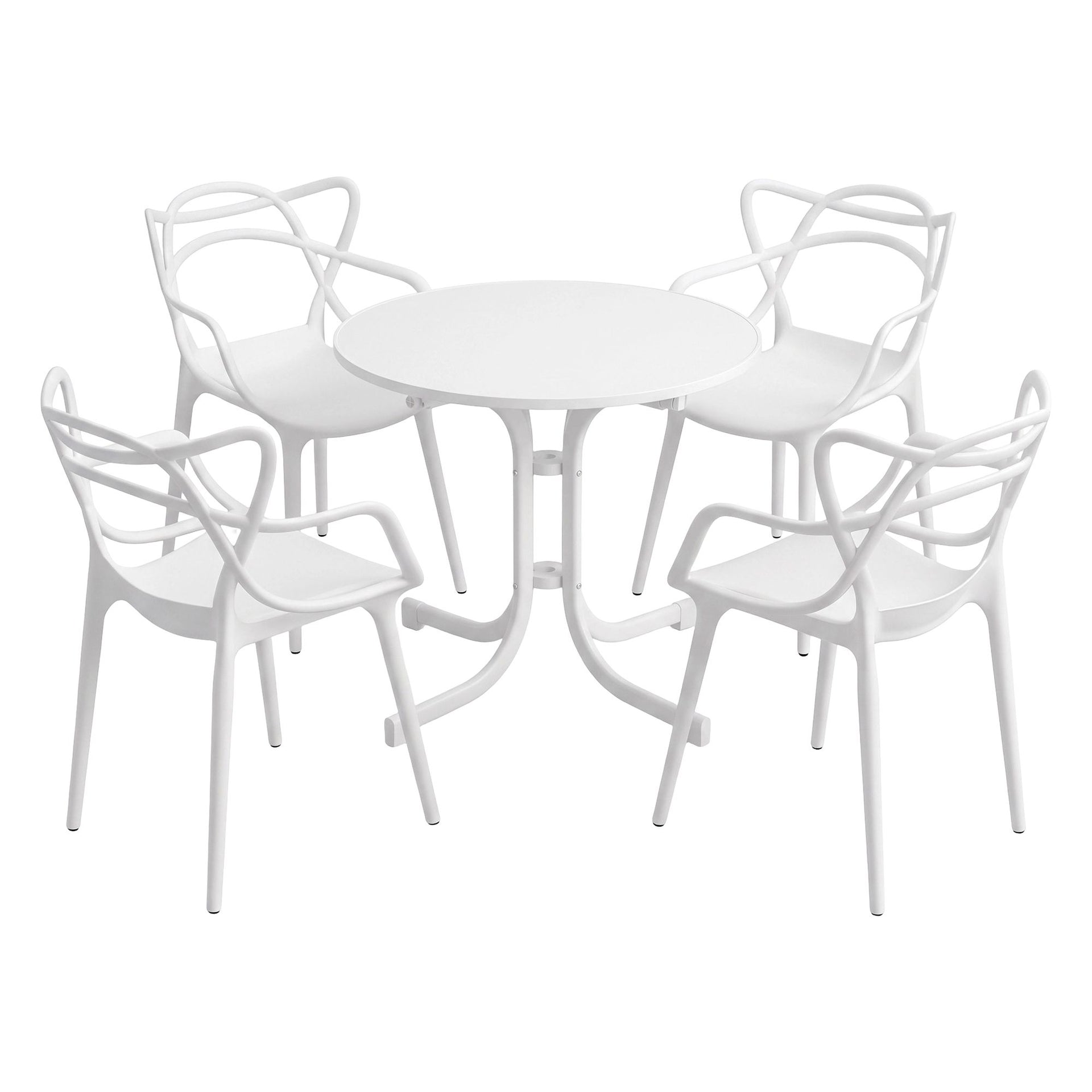 Gardeon 5PCS Outdoor Dining Set Table and Chairs Garden Patio Furniture Entwine White Awezingly