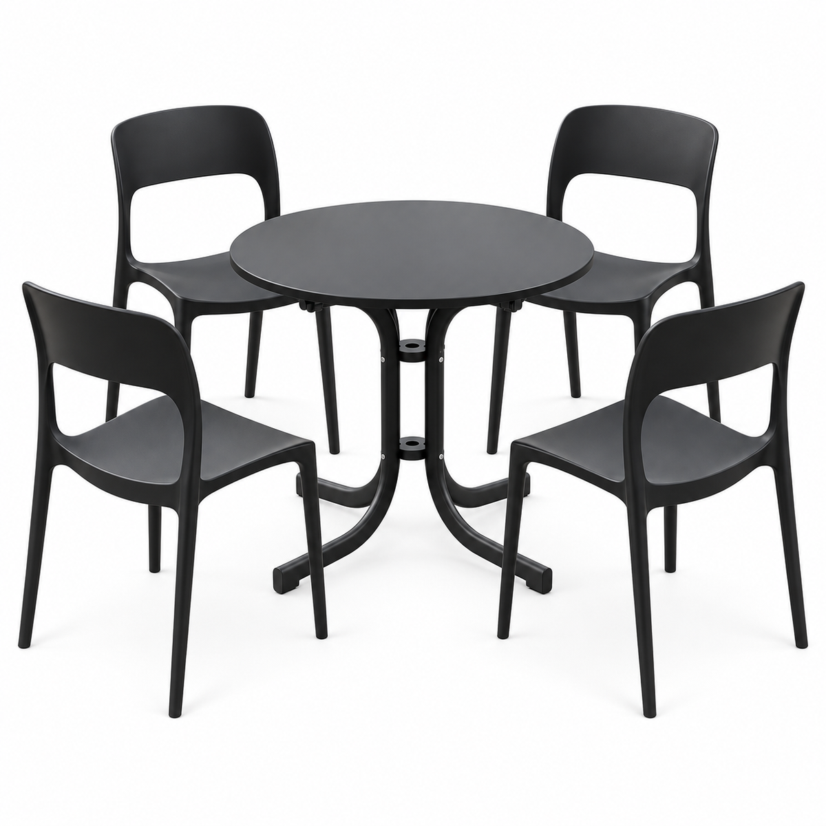 Gardeon 5PCS Outdoor Dining Set Table and Chairs Patio Furniture Garden Black Awezingly