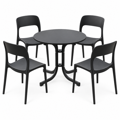 Gardeon 5PCS Outdoor Dining Set Table and Chairs Patio Furniture Garden Black