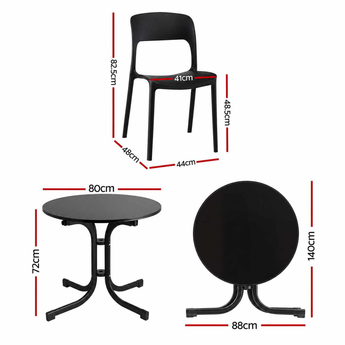 Gardeon 5PCS Outdoor Dining Set Table and Chairs Patio Furniture Garden Black Awezingly